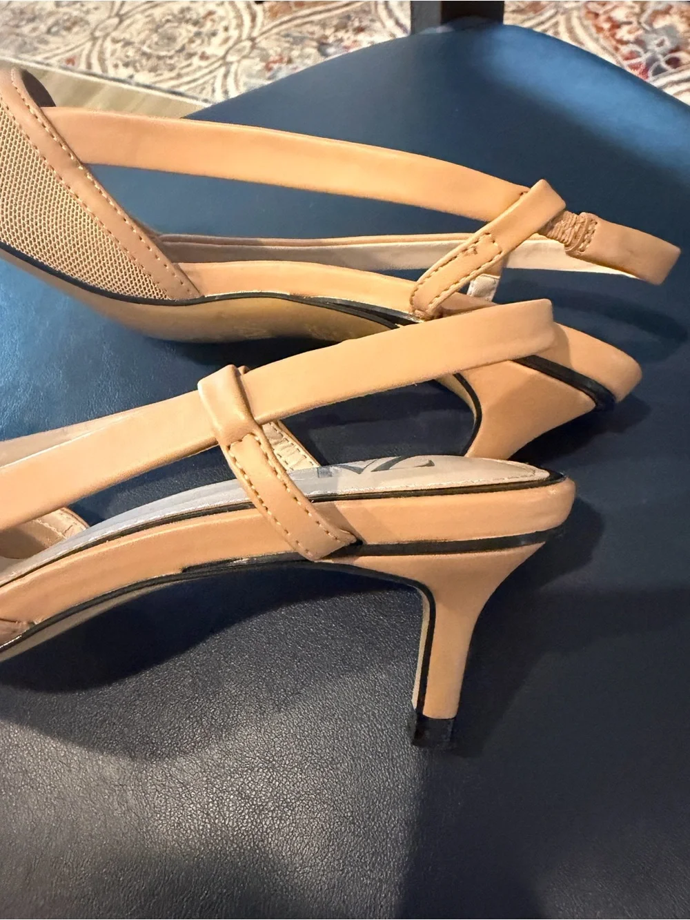 Zara mesh slingback kitten heels size 36 women’s 5.5 beige and black